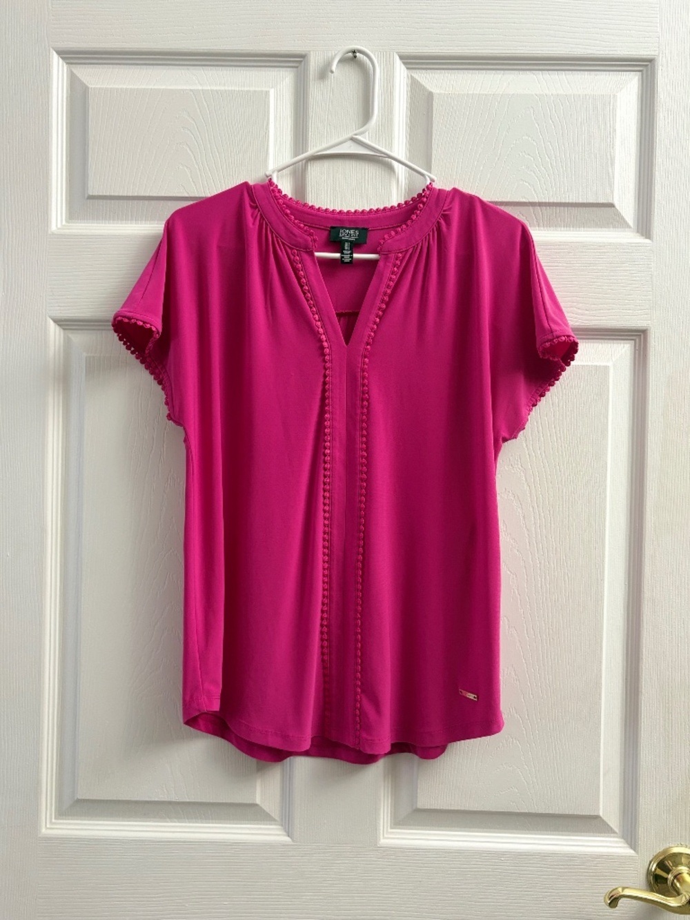 Women's Jones New York Pink Flutter Sleeve Blouse
